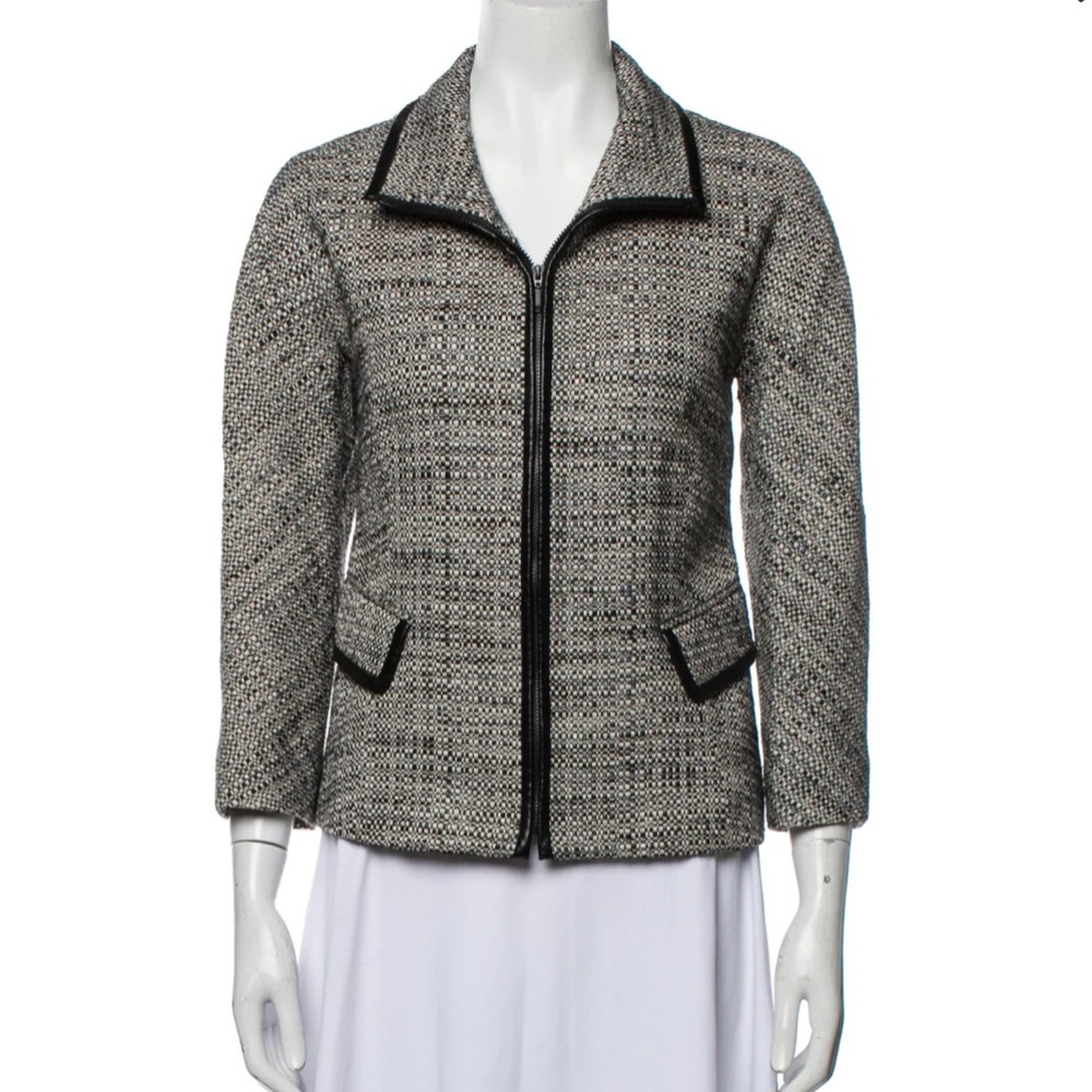 Lafayette 148 New York Tweed Zip Wool Blend Blazer Jacket